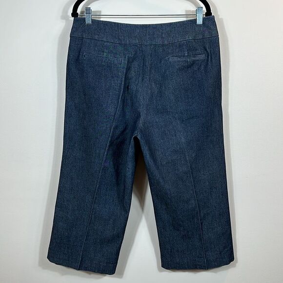 Sandro Sportswear Heathered Blue Trouser Cropped Capri Pleated Women Size 14 - Picture 2 of 10